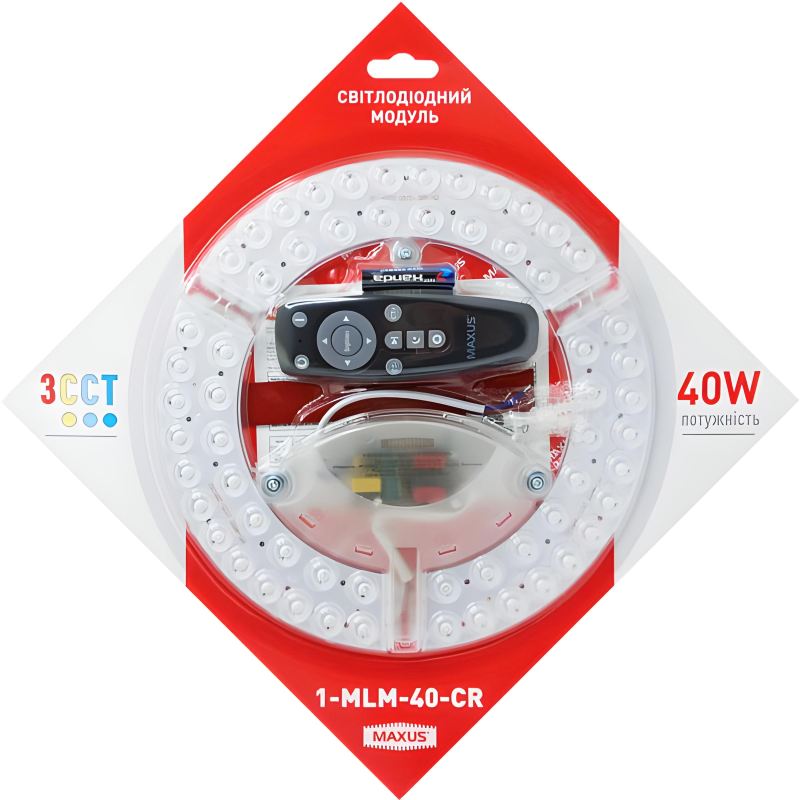 Світильник світлодіодний 1-MLM-40-CR MAXUS Led Module 40W 3CCT Circle Remote