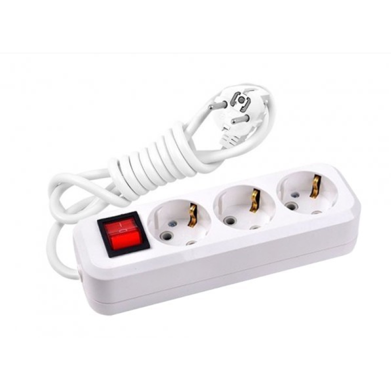 LIDER Подовжувач LP16-342 (3-місця) із заземленням та кнопкою 2м 12шт.