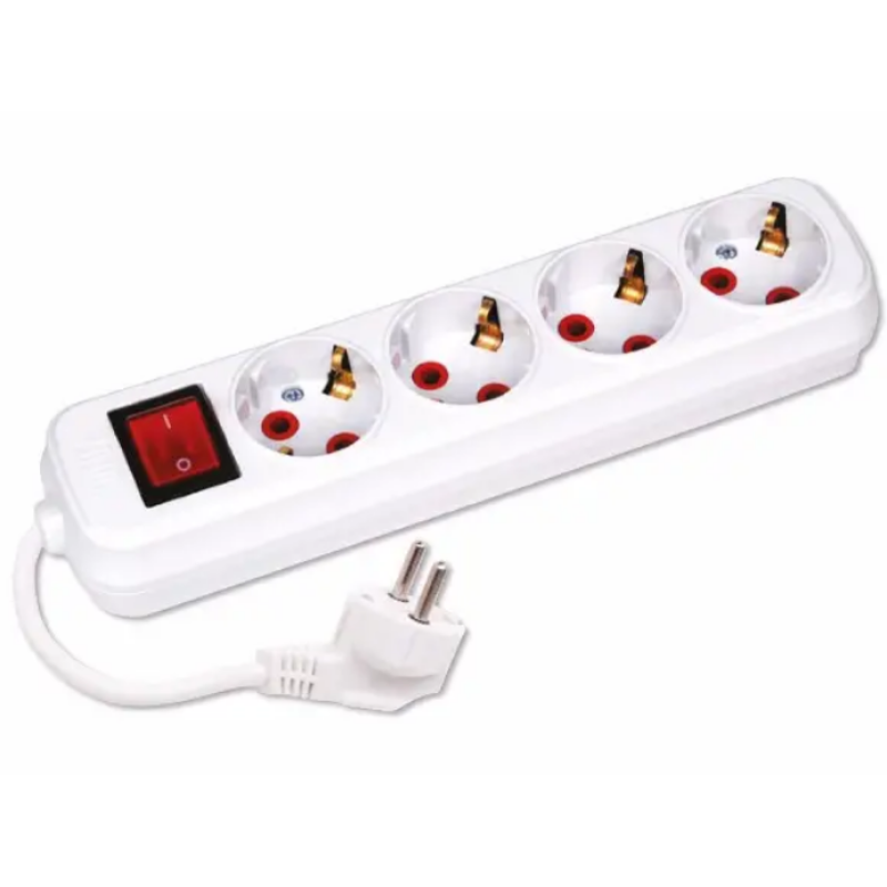 LIDER Подовжувач LP16-442 (4-місця) із заземленням та кнопкою 2м 12шт.