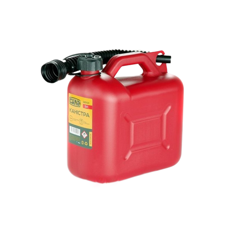 Каністра пластикова HDPE для палива 5 л з лійкою  (СИЛА)