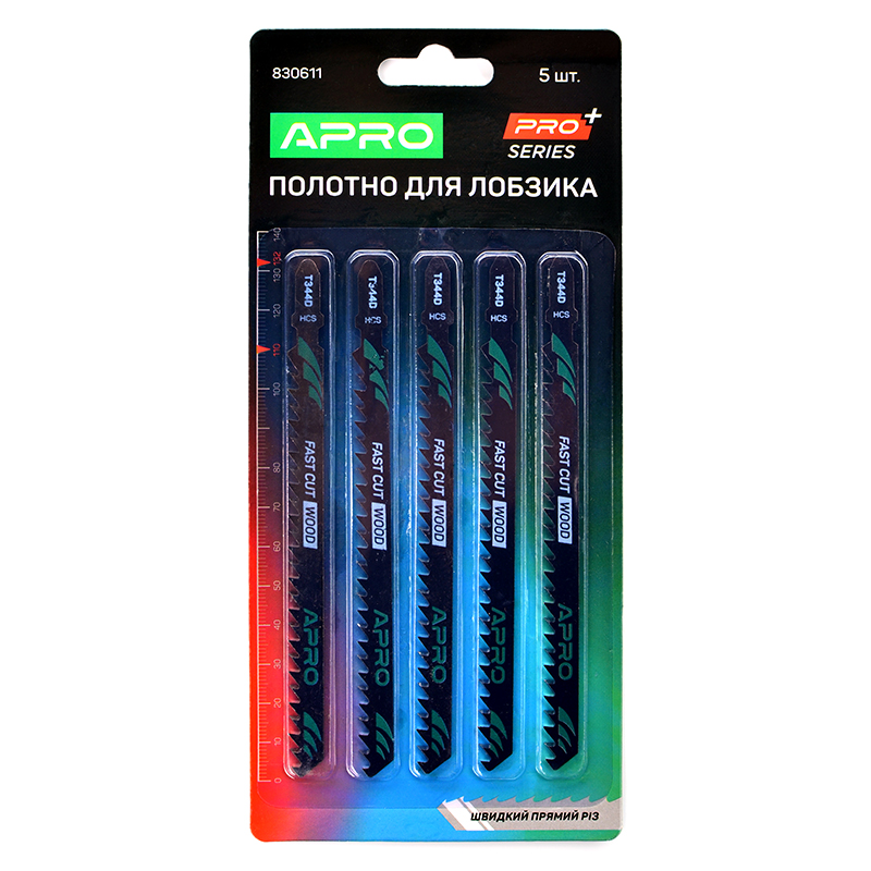 Полотно для лобзика (дерево) 132/110 мм 4 мм-6TPI Швидкий прямий T344D PRO  (APRO) (пач - 5шт)