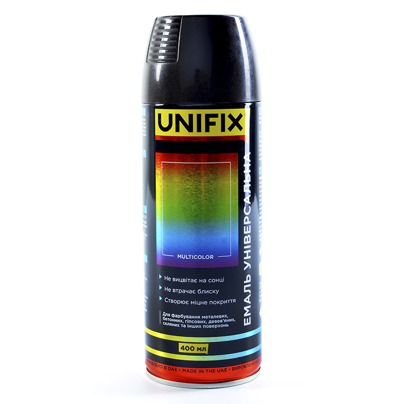 Емаль універсальна акрилова RAL 9005 Чорний глянсова 400 мл (UNIFIX)