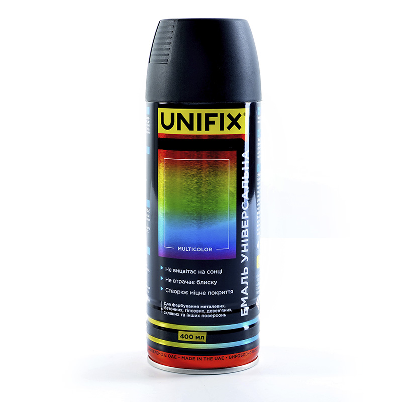 Емаль універсальна акрилова RAL 9005 Чорна матова 400 мл (UNIFIX)