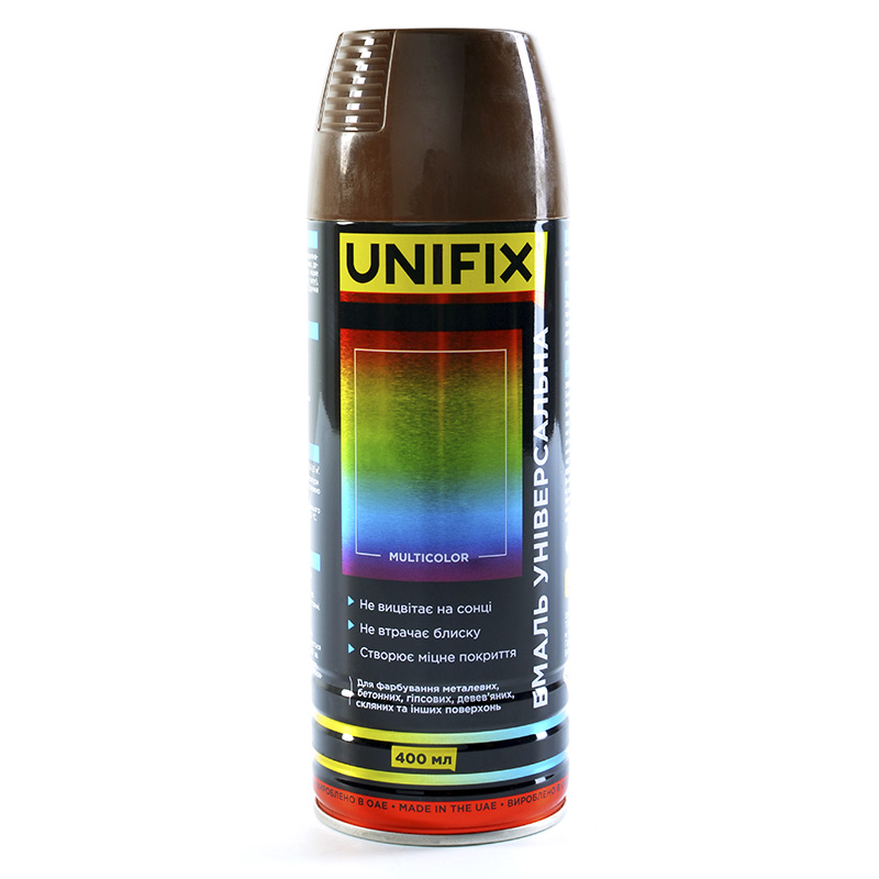 Емаль універсальна акрилова RAL 8011 Коричневий горіховий глянсова 400 мл (UNIFIX)