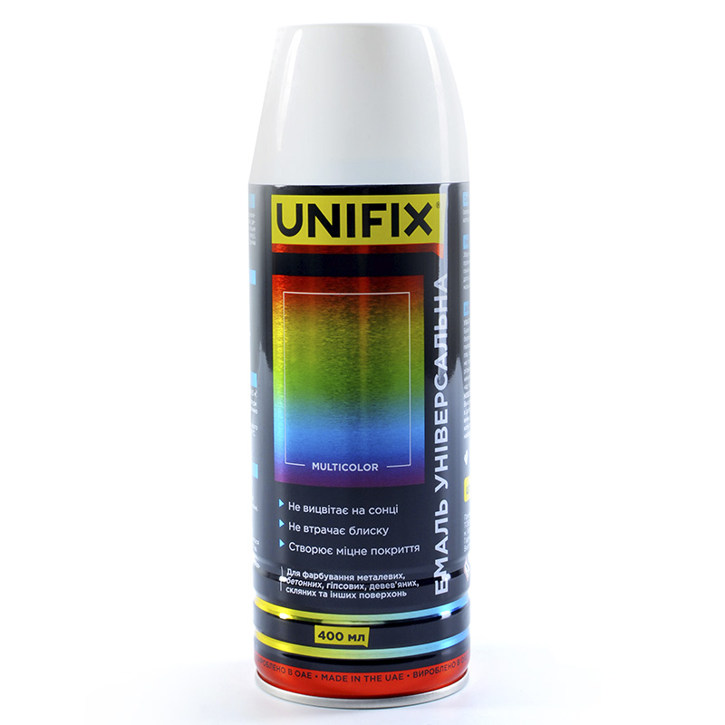 Емаль універсальна акрилова RAL 9003 Біла матова 400 мл (UNIFIX)