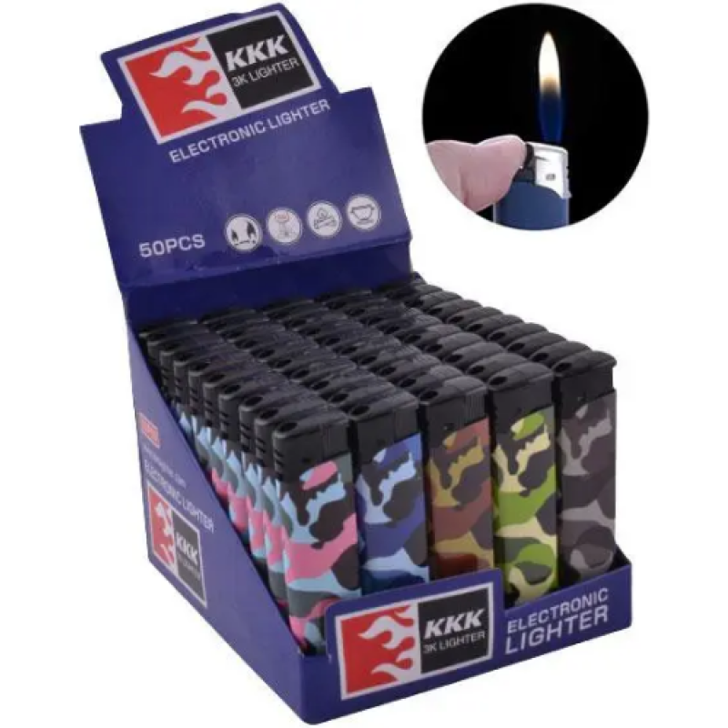 Запальничка пластикова KKK гума камуфляж №156L 50/1000