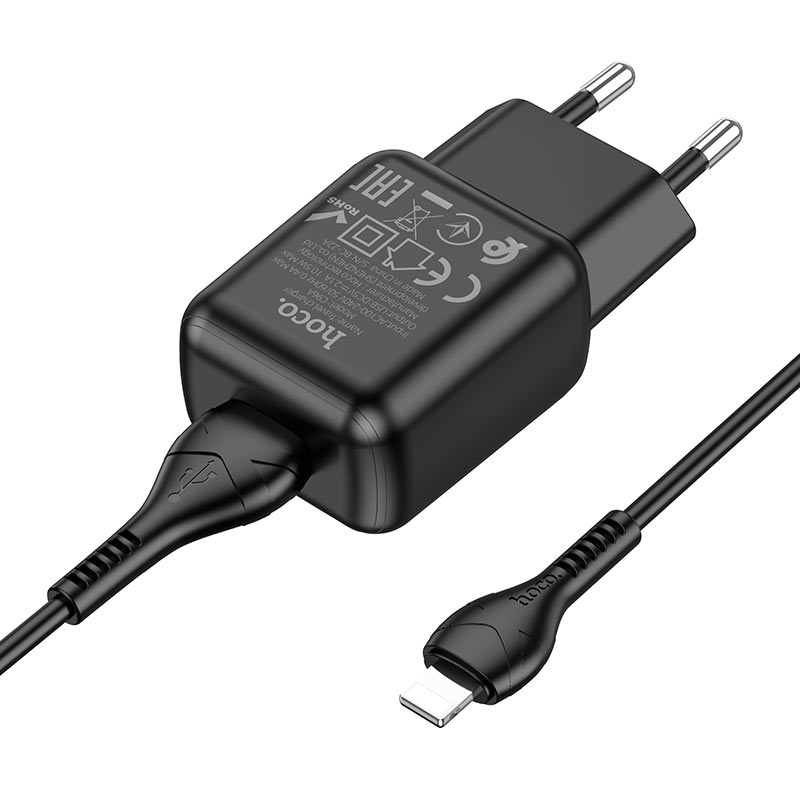 Мережевий зарядний пристрій HOCO C96A single port charger 1USB/2,1A + Lightning Black