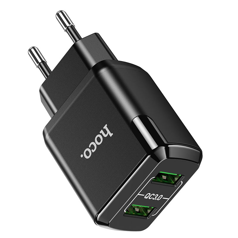 Мережевий зарядний пристрій HOCO N6 Charmer 2USB/QC3.0/18W/3A Black