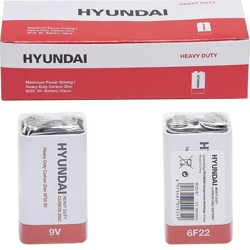 Батарейка HYUNDAI 6F22 Shrink 1 Heavy Duty 1/10