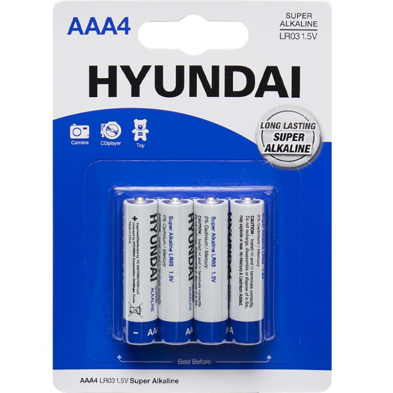 Батарейка HYUNDAI LR03 AAA BL4 Alkaline 4/48