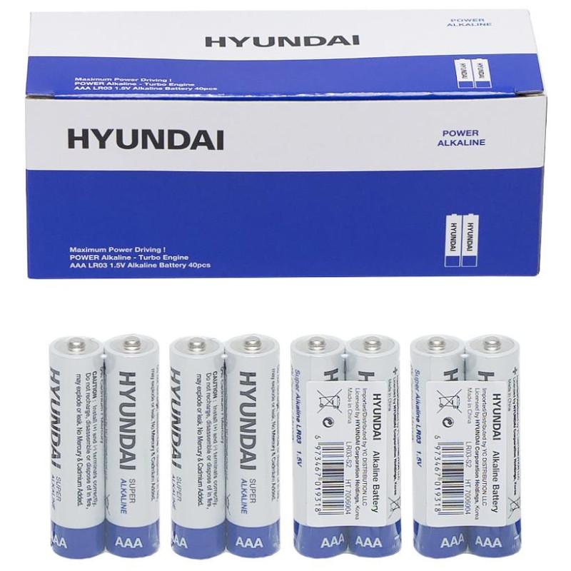 Батарейка HYUNDAI LR03 AAA Shrink 2 Alkaline 40/
