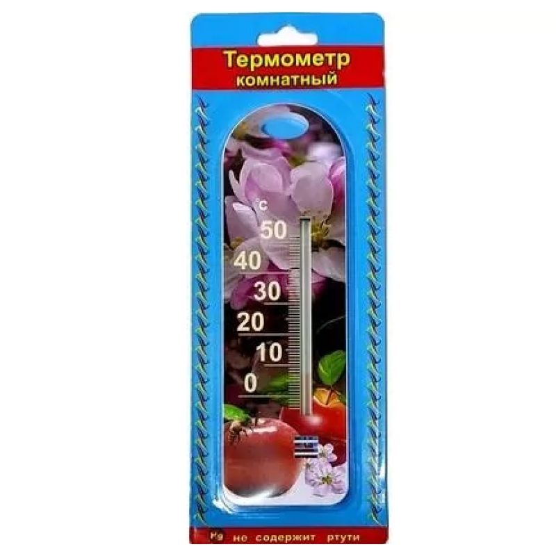 Термометр кімнатний ТКМ-160, малюнок в асортименті, 0/+50, 160х50 мм, пластмаса, підвісний 1/160
