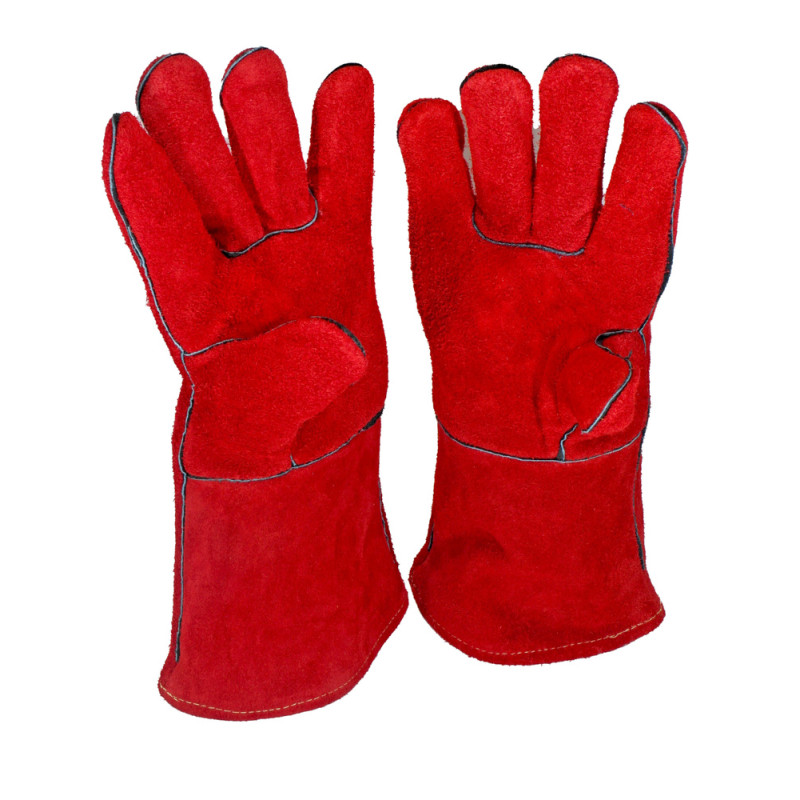 Рукавички Краги ЗВАРМАСТЕР Зварювальні ЧЕРВОНІ з підкладкою довжина 35см 12/120