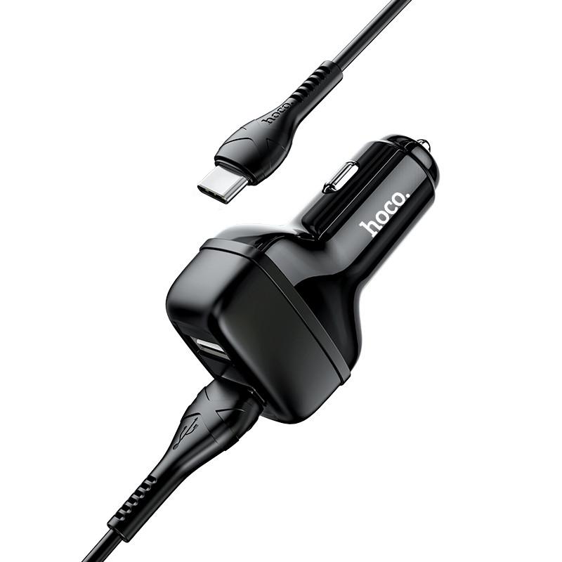 АЗП HOCO Z36 Leader 2USB/2,4A + Cable Type-C Black