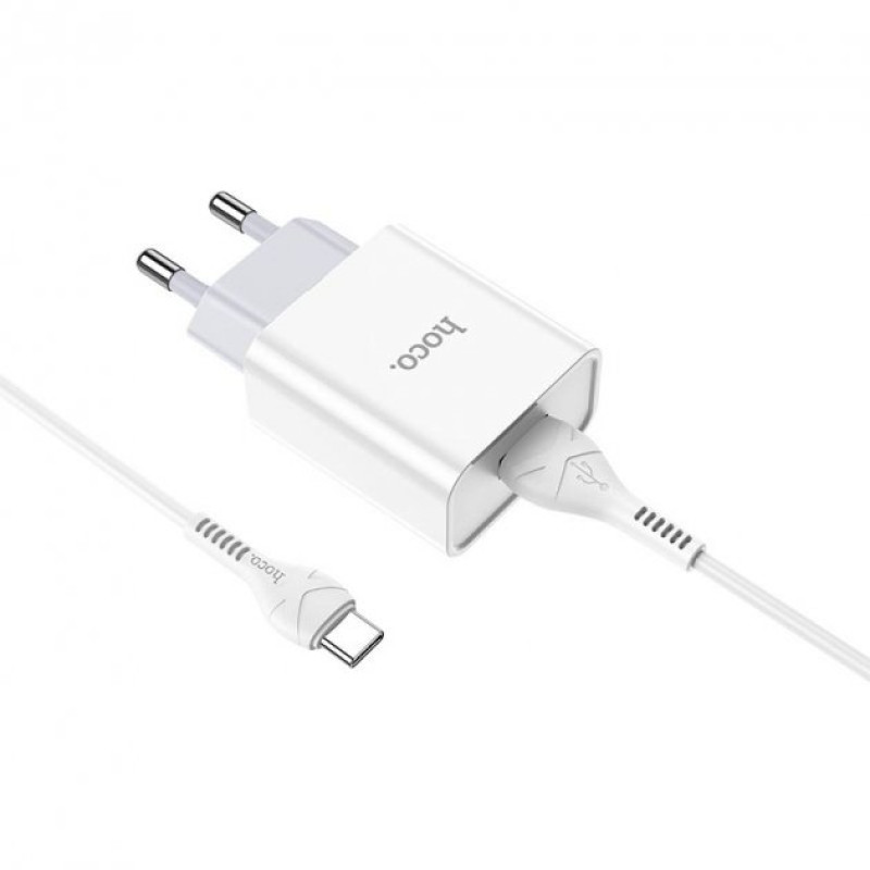 Мережевий зарядний пристрій HOCO C81A Asombroso 1USB/2,1A+Type-C Cable Set White