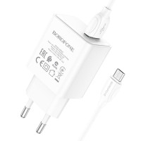 Мережевий зарядний пристрій BOROFONE BA66A Single 18W/QC3.0/1USB + Cable Micro white