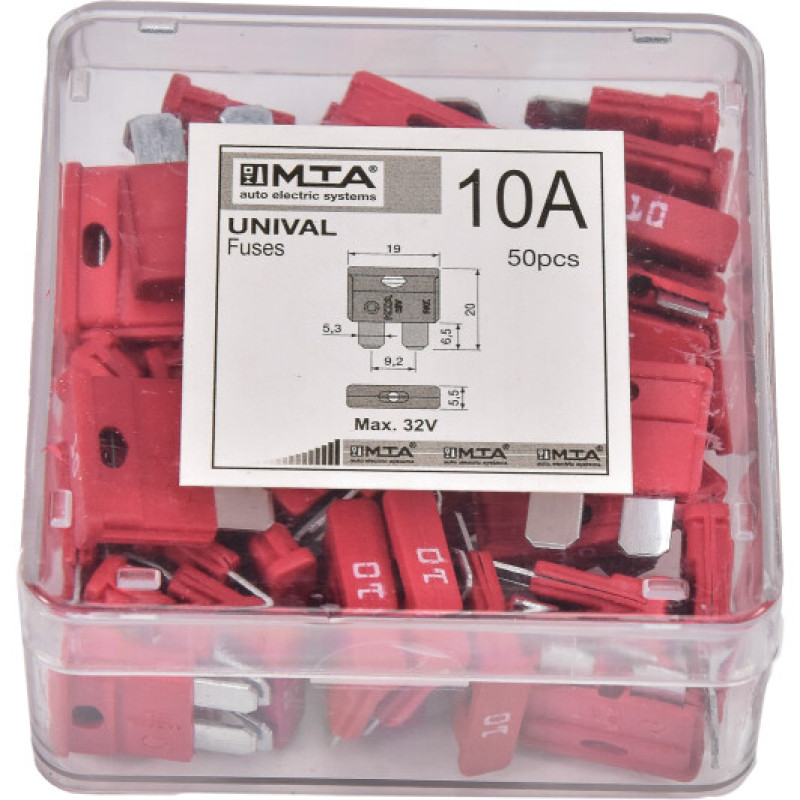 Запобіжники плоскі євро 10А (50 шт в паке)