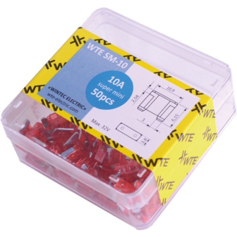 Запобіжники плоскі супер міні 10А (50 шт в паке)