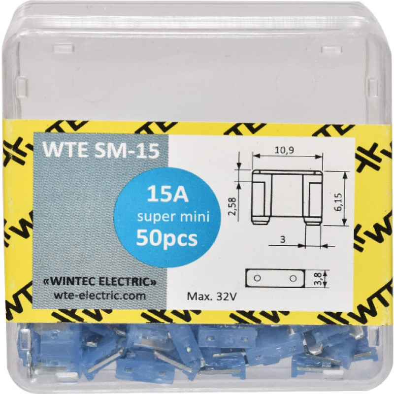 Запобіжники плоскі супер міні 15А (50 шт в паке)
