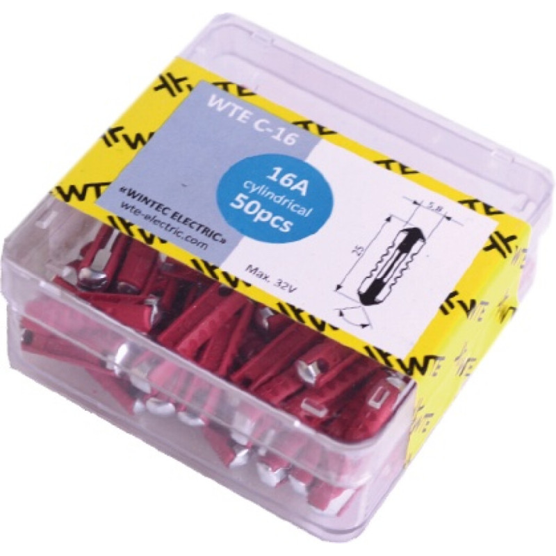 Запобіжники циліндричні 16 А (50 шт в паке)
