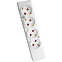 Колодка TECCO 4 гнізда із заземленням біла