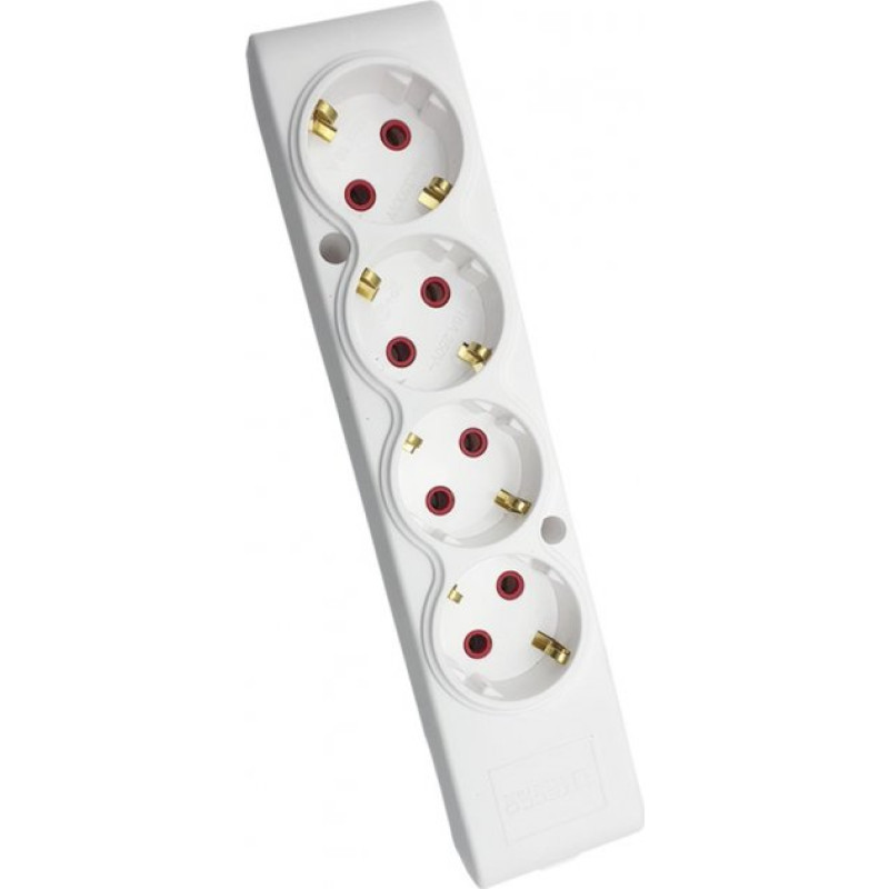 Колодка TECCO 4 гнізда із заземленням біла