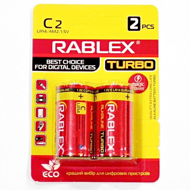 Батарейка Rablex TURBO LR14 С лужна  BLISTER 2/12