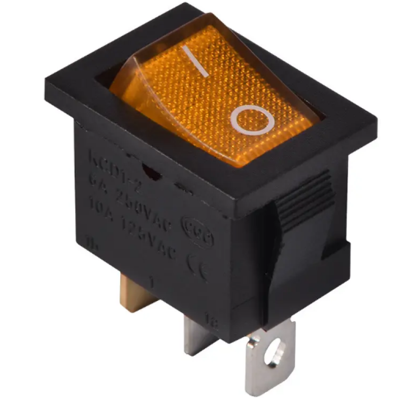 KCD1-2-101N YL/B 220V Перемикач 1 клавішний жовтий з підсвічуванням