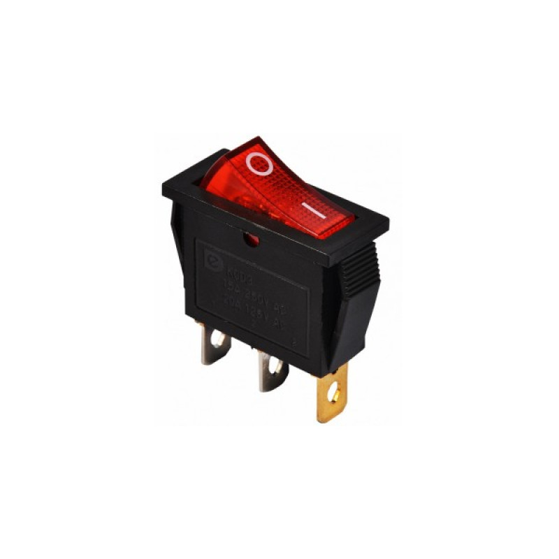 КСD3 (YL202-01) Перемикач 1 клавішний (червоний з підсвічуванням) 3P