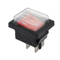 KCD4 (YL208-01) Перемикач клавішний із захистом (червоний) із підсвічуванням