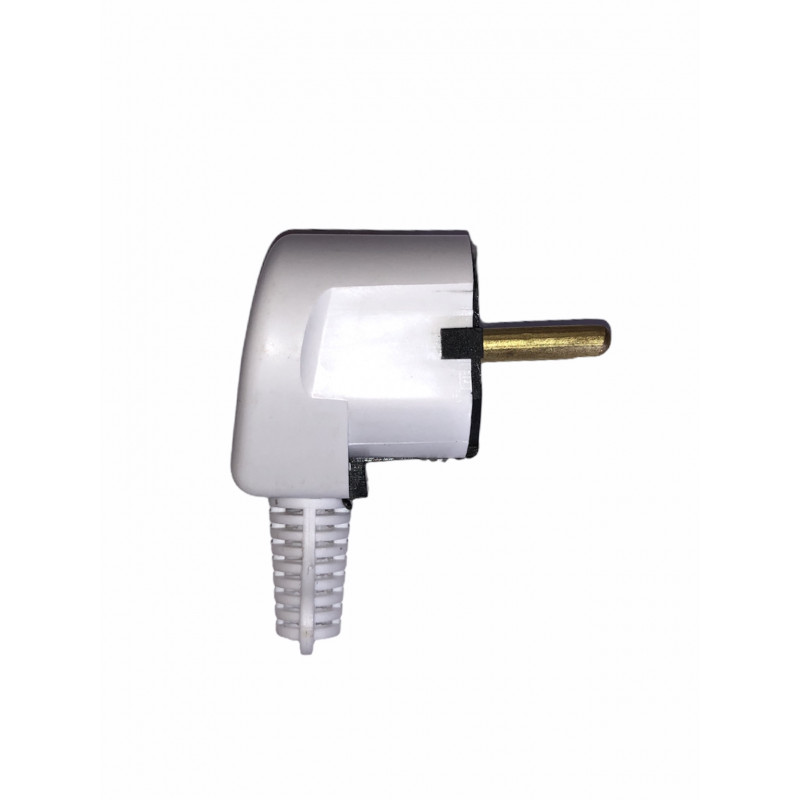 Вилка штепсельна кутова Євро 16А 250В Латунь Біла (480) S 392