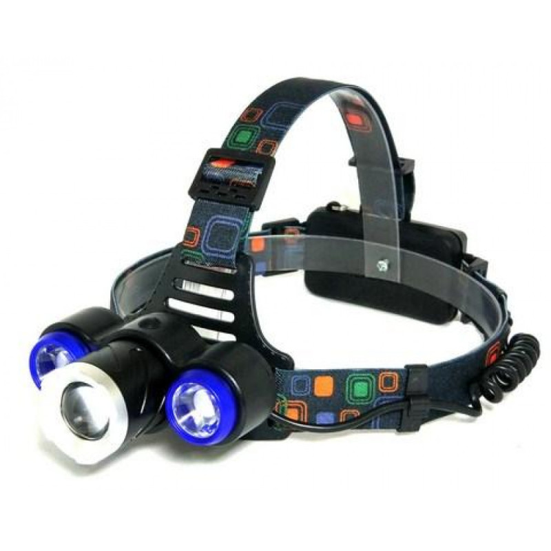 Ліхтар 325 - 100000W на лоб, POLICE DIMMER МОНОкріст+2кріст, 4 режими, 2 Li-ion акк. 3,7V 9600mAh