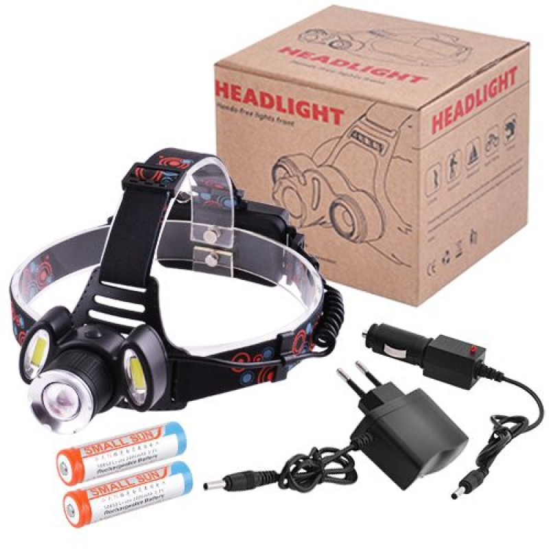 Ліхтар на лоб Police 12V C864/868-T6+2COB, zoom, 2x18650, ЗУ 220V/12V, комплект