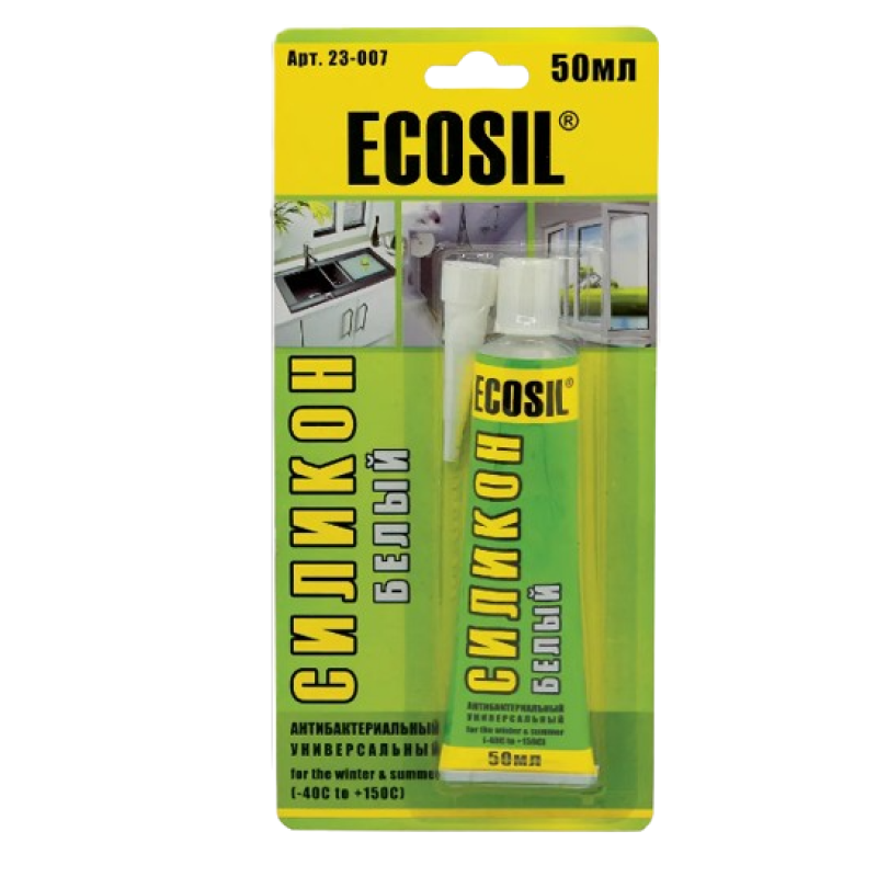 Силікон універсальний білий ECOSIL блістер 50 мл 1/24