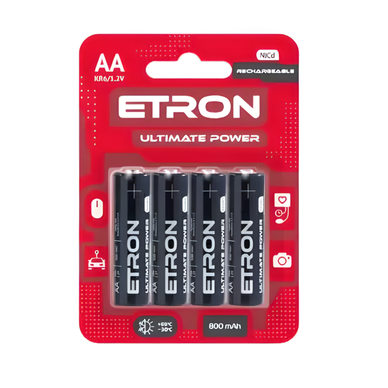 Акумулятор ETRON Ultimate Power R6, AA 800mAh Ni-Cd Blister, 4 pcs 4/48