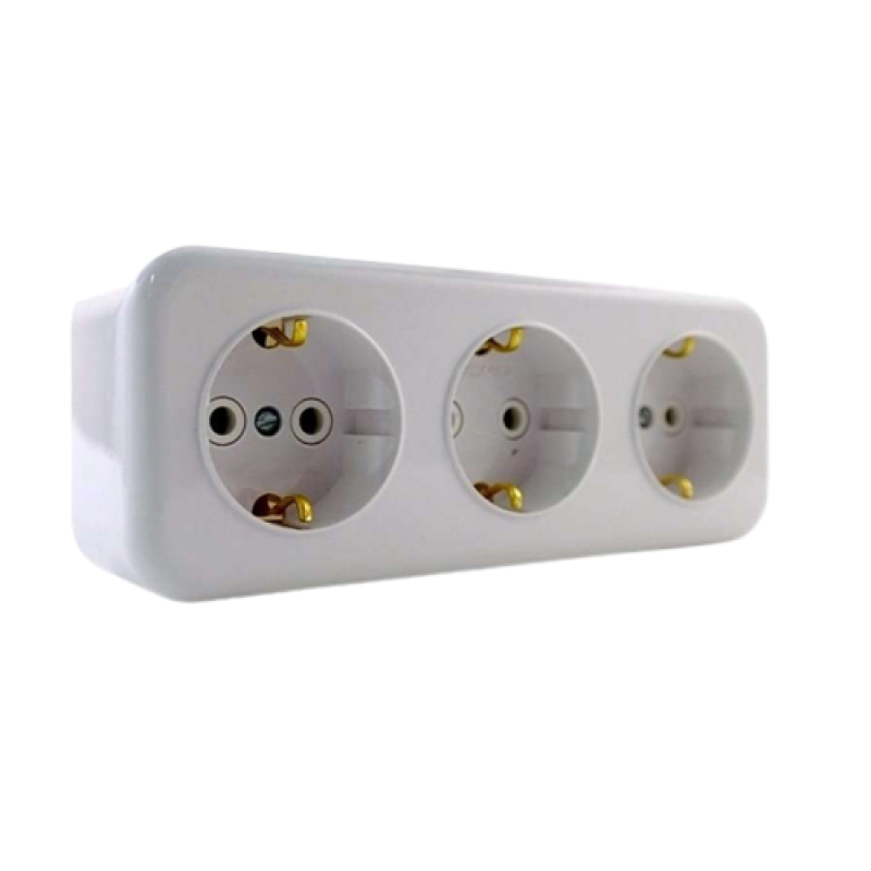 Розетка для відкритої установки 3-а із заземленням Bylectrica РА16-243