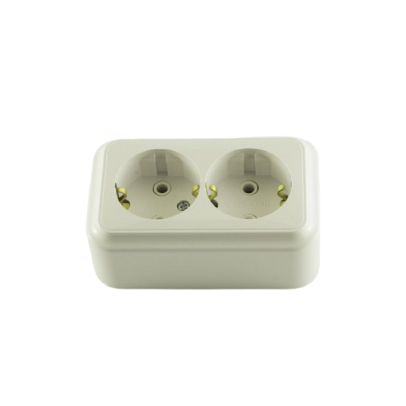 Розетка зовнішня 2-а із заземленням Bylectrica Пралеска біла РА16-261