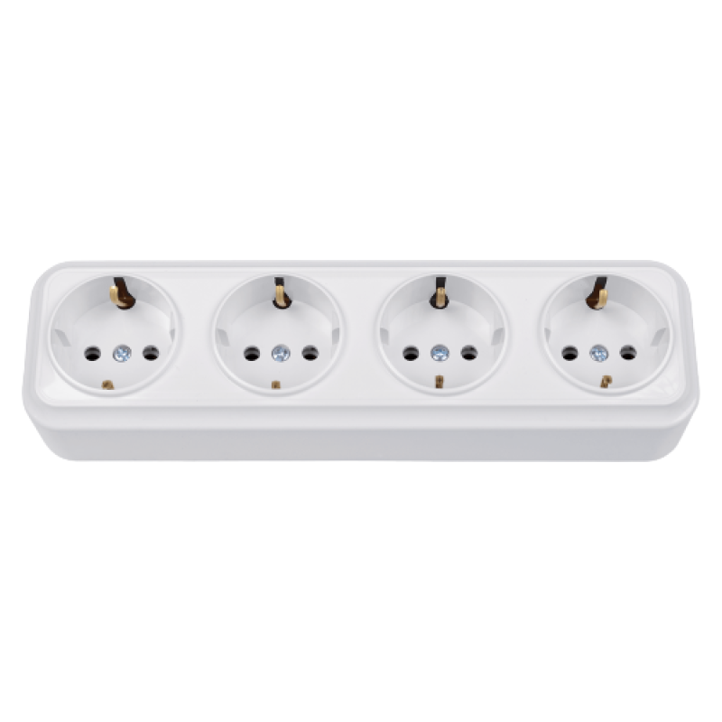 Розетка зовнішня 4-я із заземленням  Bylectrica Варіант біла РА16-0182