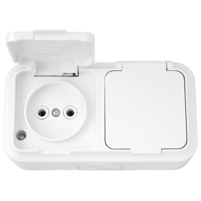 Розетка зовнішня 2-я бризкозахисна Bylectrica Пралеска Аква біла РА16-302