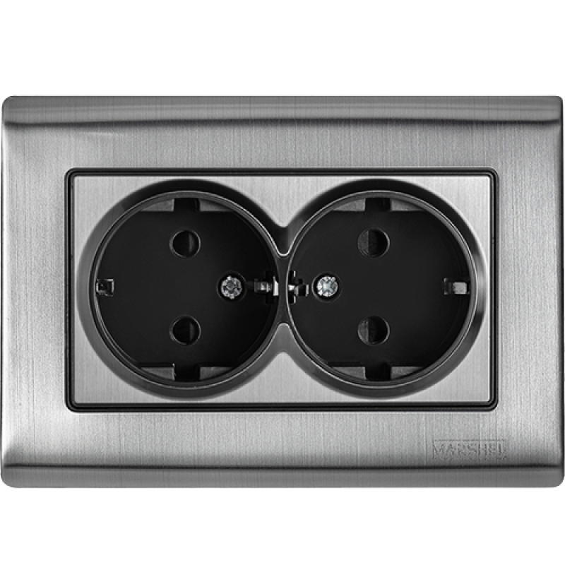 MARSHEL-GRAND Розетка 2-м. із заземленням зі шторками RS16-598 1/10