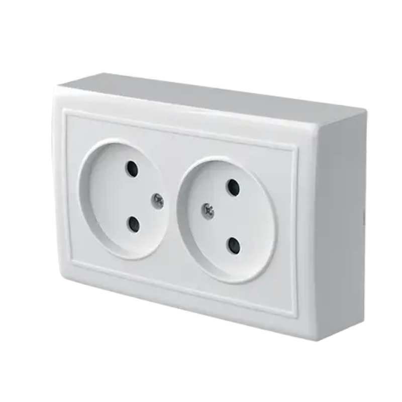 Розетка зовнішня 2-а зі шторкою MARSHEL Solis RO16-277   