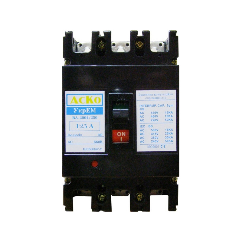 Автоматичний вимикач УКРЕМ ВА-2004/250 3р 125А АСКО