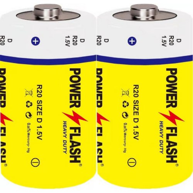 Батарейка PowerFlash R20  D сольова 2/12/288