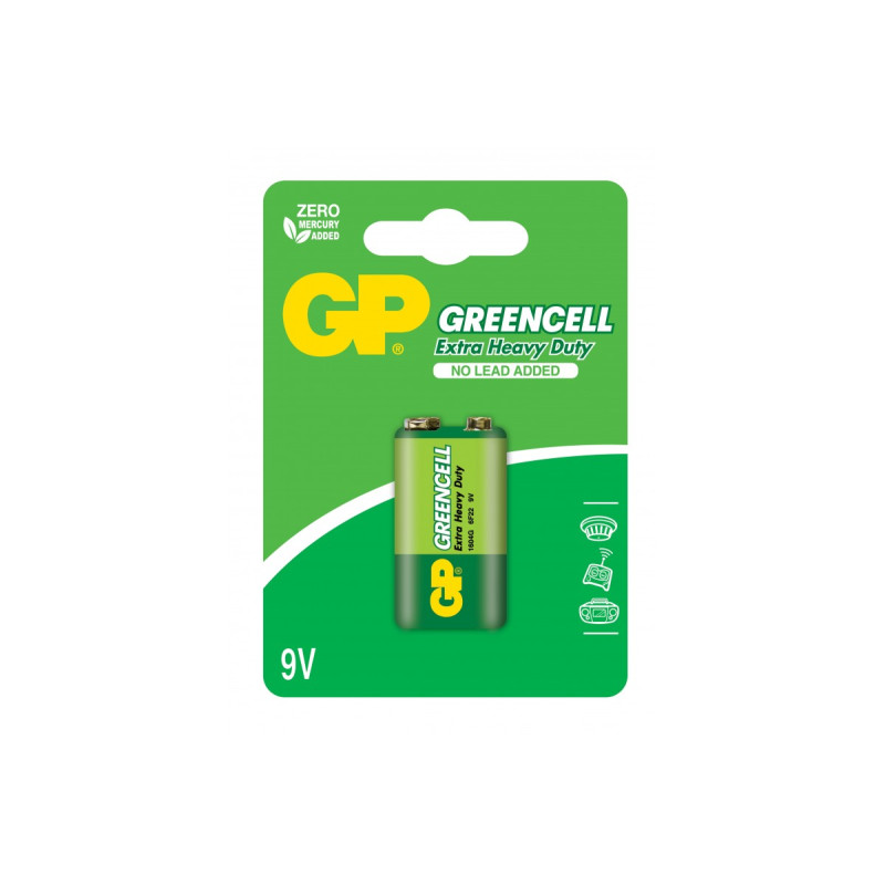 Батарейка GP 1604GLF-U1 6F22 крона 9V Greencell бл1/10