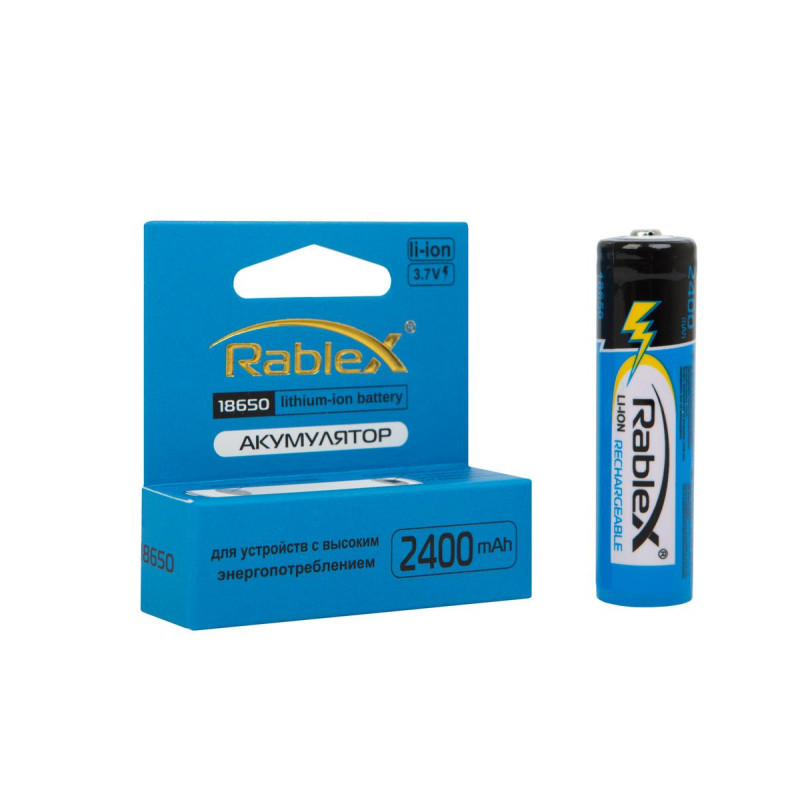 Акумулятор 18650 Rablex 2400mAh ІЗ ЗАХИСТОМ 3.7v Li-ion (для ліхт. POLICE)