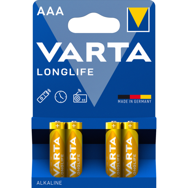 Батарейка VARTA LONGLIFE AAA LR03 BLI 4 ALKALINE 4/40