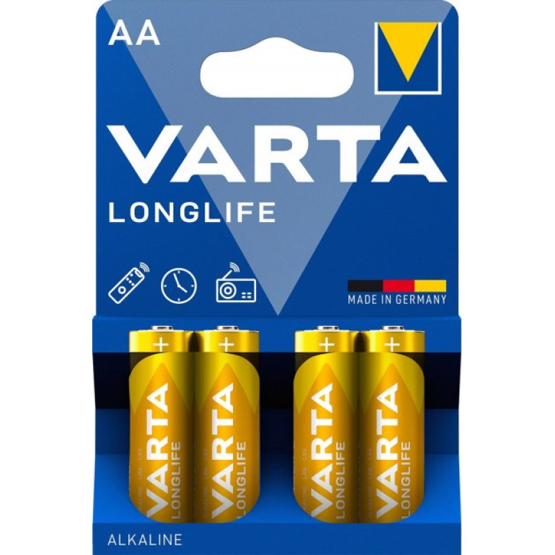Батарейка VARTA LONGLIFE AA LR6 BLI 4 ALKALINE 4/80