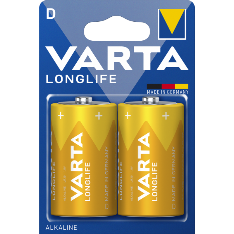 Батарейка VARTA LONGLIFE(ENERGY) D LR20 BLI 2 ALKALINE 2/20