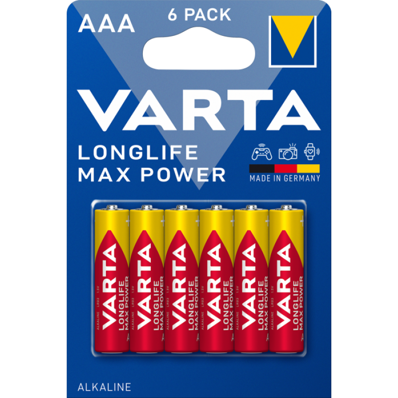Батарейка VARTA LONGLIFE MAX Power (MAX T.) AAA LR03  BLI 6 ALKALINE   6/40