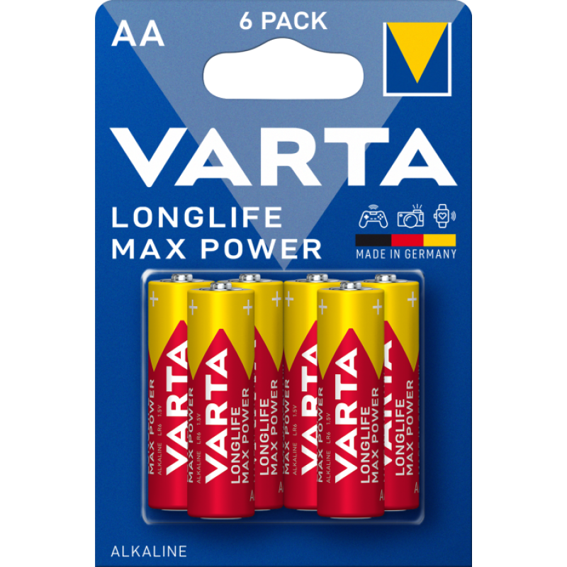 Батарейка VARTA LONGLIFE MAX Power (MAX T.) AA LR6  BLI 6 ALKALINE   6/80